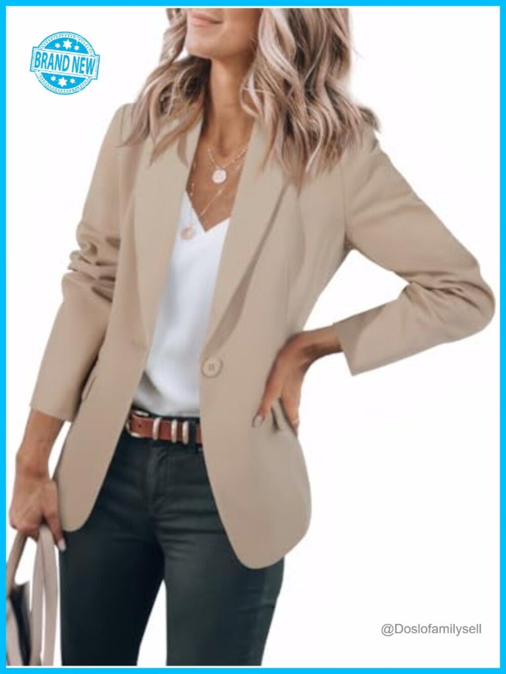 Women's Open Front Blazer Long Sleeve Work Office Suit Jacket